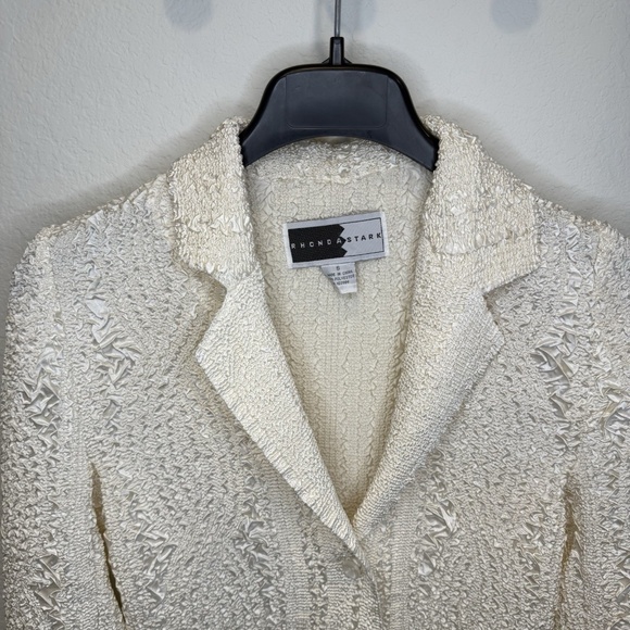 Rhonda Stark Textured Jacket Blazer Womens Size Small Button Career Cream - Picture 2 of 8